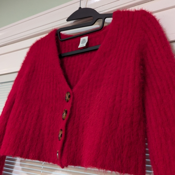 Urban Outfitters Red Cropped Cardigan Sweater Size Small - Picture 4 of 9